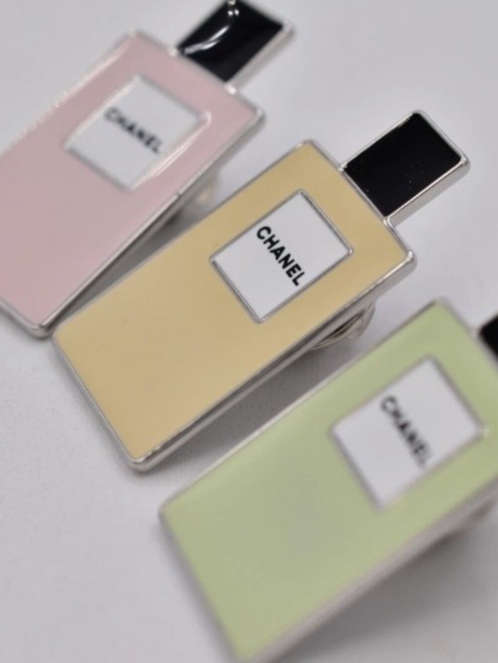 CHANEL Beaute Set Of 3 Enamel Perfume Bottle Pins